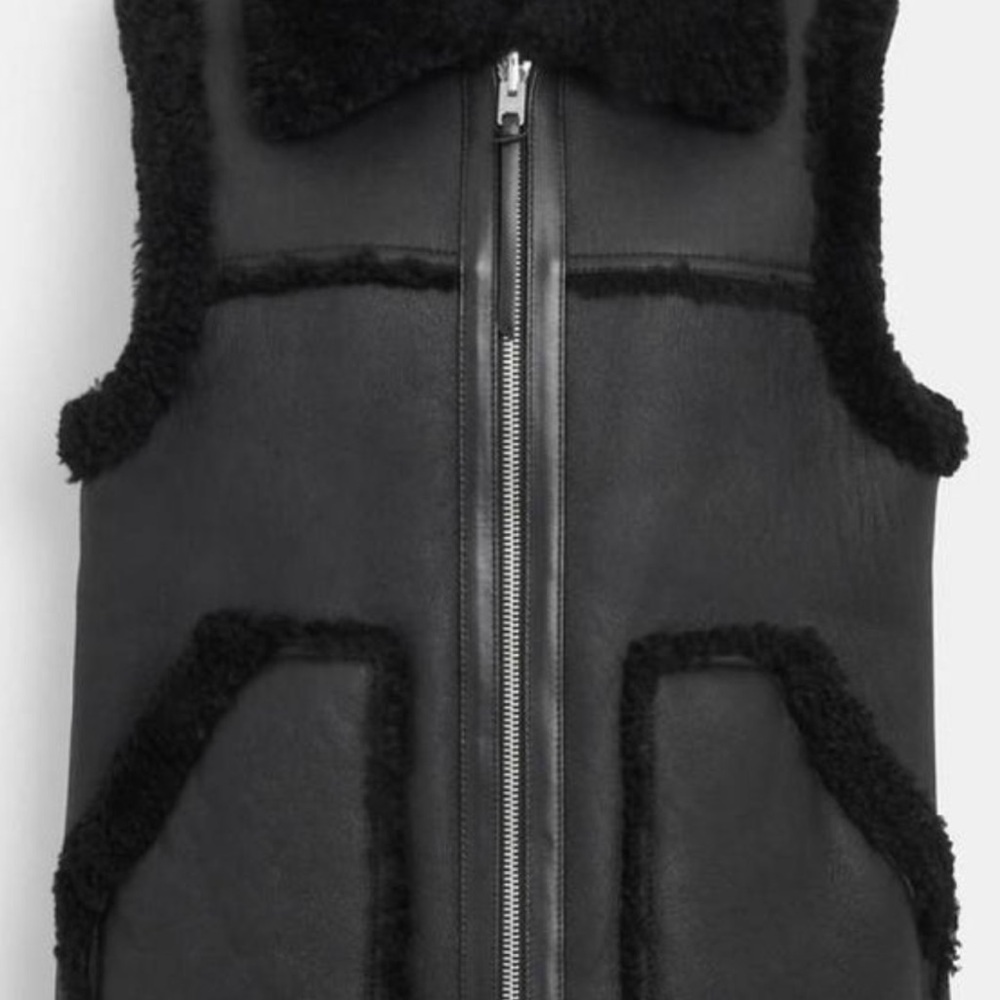 Coach Black Shearling and Leather Vest Reversible NWT.